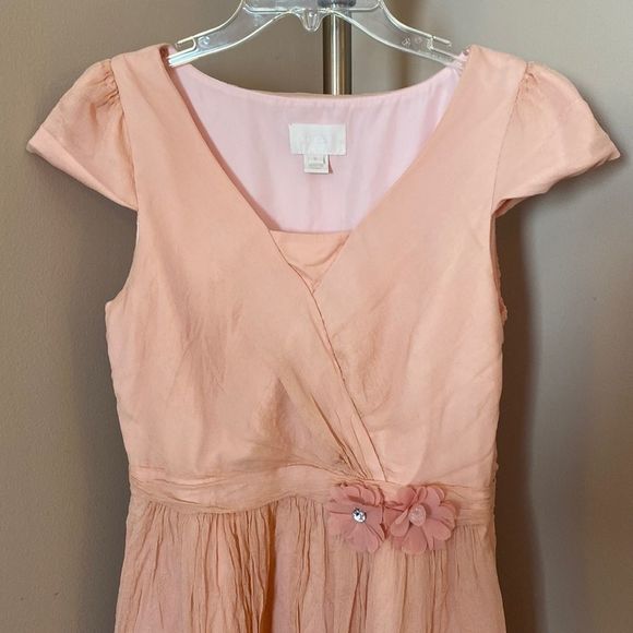 J. Crew Light Pink Misty Rose Mirabelle Crinkled Silk Chiffon Grecian Dress 6 - Picture 3 of 10